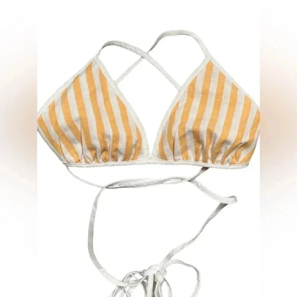 Free People Striped Triangle Wrap Around Waist Bralette Top Size XS - Picture 2 of 9